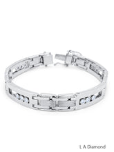 14k White Gold Diamond Round Cut Hinged Bracelet 2.10c